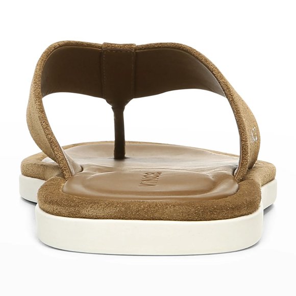 VINCE Dean Basic Leather Brown Tobacco Suede Men's Flip Flops Sandals - Picture 4 of 8